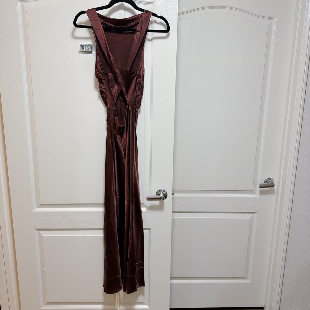 NWT Reformation Cassette Silk Dress Mahogany Brown Size 2 - Picture 5 of 7